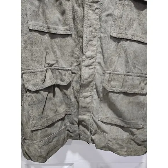 Dacute Leather Men's Biker Green Gray Jacket Size XL Made in Italy Bomber - Picture 4 of 10